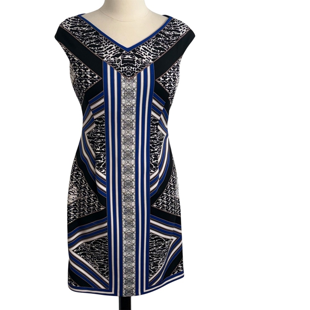 Maggy London‎ Women Mixed Print Sleeveless Scuba Sheath Dress